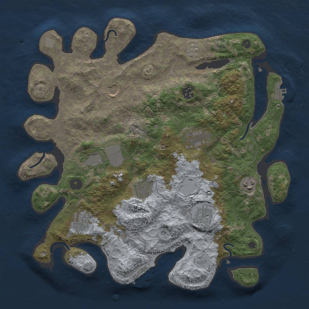 Rust Map: Procedural Map, Size: 3750, Seed: 1851288688, 16 Monuments