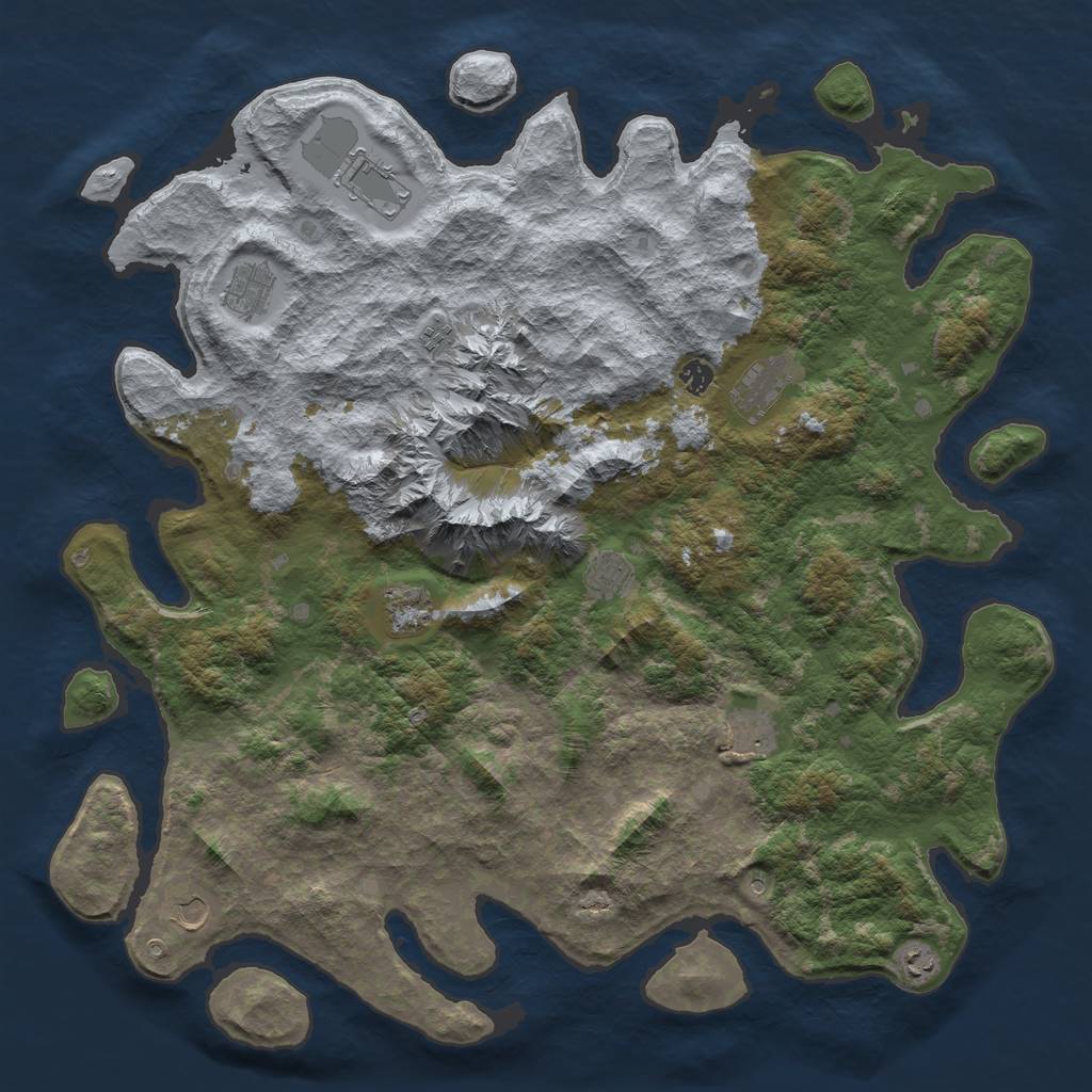 Rust Map: Barren, Size: 5000, Seed: 1606421116, 13 Monuments