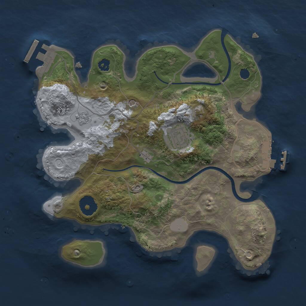 Rust Map: Procedural Map, Size: 2500, Seed: 12340987, 6 Monuments