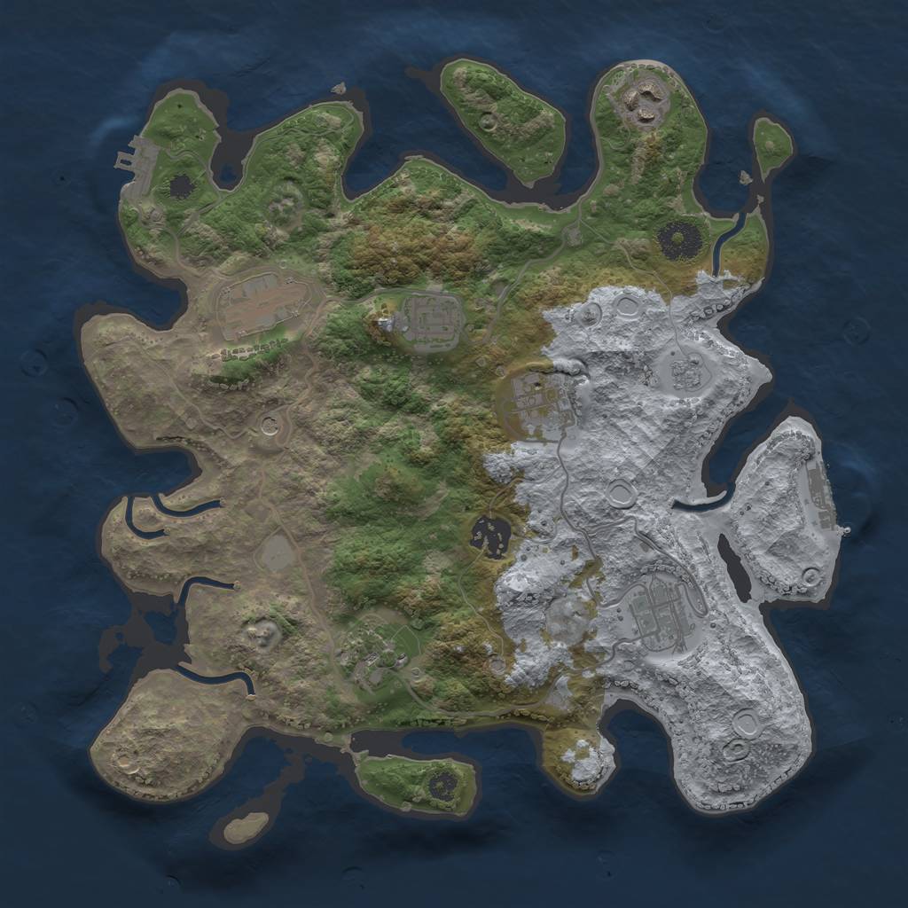 Rust Map: Procedural Map, Size: 3250, Seed: 295509563, 14 Monuments