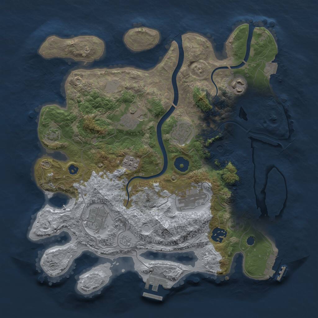 Rust Map: Procedural Map, Size: 3250, Seed: 954063937, 13 Monuments