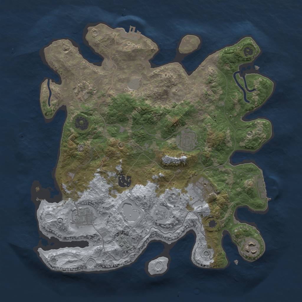 Rust Map: Procedural Map, Size: 3250, Seed: 296905973, 14 Monuments