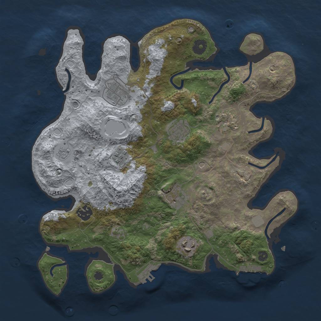 Rust Map: Procedural Map, Size: 3250, Seed: 866271369, 14 Monuments