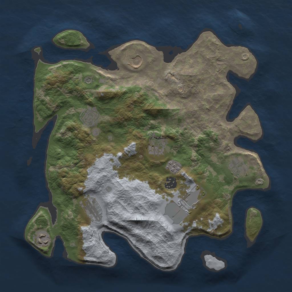 Rust Map: Barren, Size: 3500, Seed: 246176911, 12 Monuments