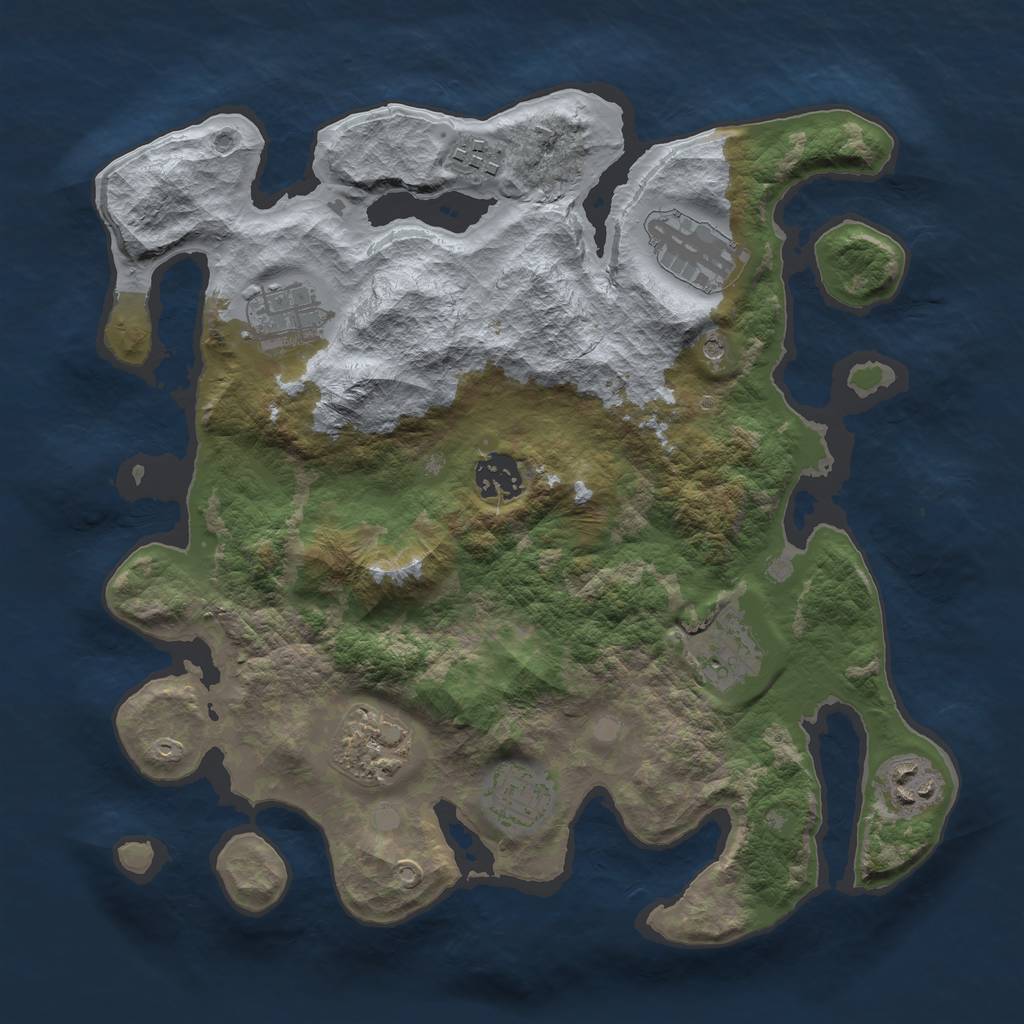 Rust Map: Barren, Size: 3250, Seed: 40530869, 11 Monuments