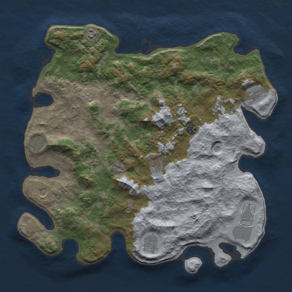 Rust Map: Barren, Size: 4250, Seed: 14726368, 12 Monuments