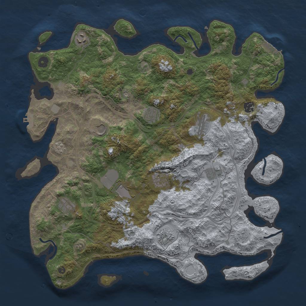 Rust Map: Procedural Map, Size: 4250, Seed: 221632810, 18 Monuments