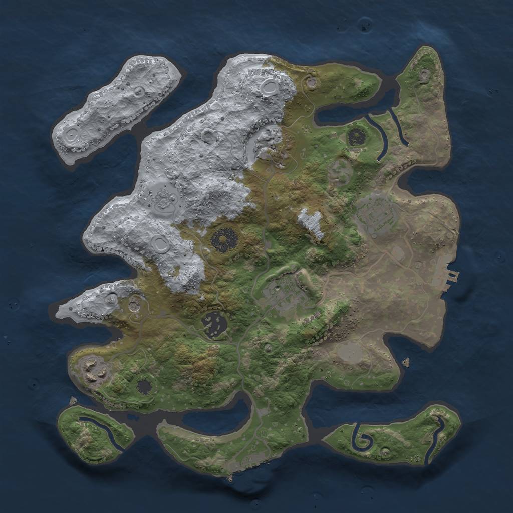 Rust Map: Procedural Map, Size: 3000, Seed: 1198275253, 12 Monuments