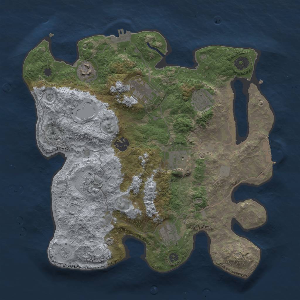 Rust Map: Procedural Map, Size: 3250, Seed: 864110107, 14 Monuments