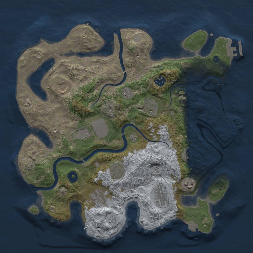 Rust Map: Procedural Map, Size: 3550, Seed: 505181, 15 Monuments