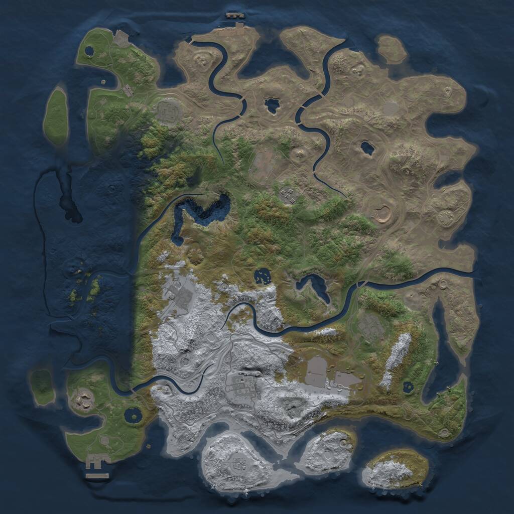 Rust Map: Procedural Map, Size: 4500, Seed: 1047268408, 16 Monuments