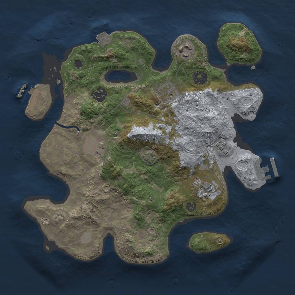 Rust Map: Procedural Map, Size: 3000, Seed: 439659, 10 Monuments