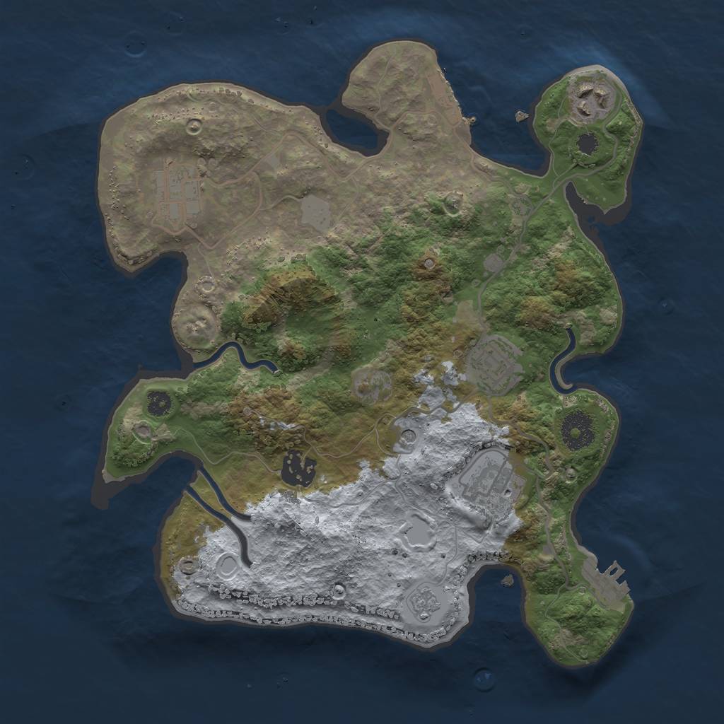 Rust Map: Procedural Map, Size: 3000, Seed: 975739, 12 Monuments
