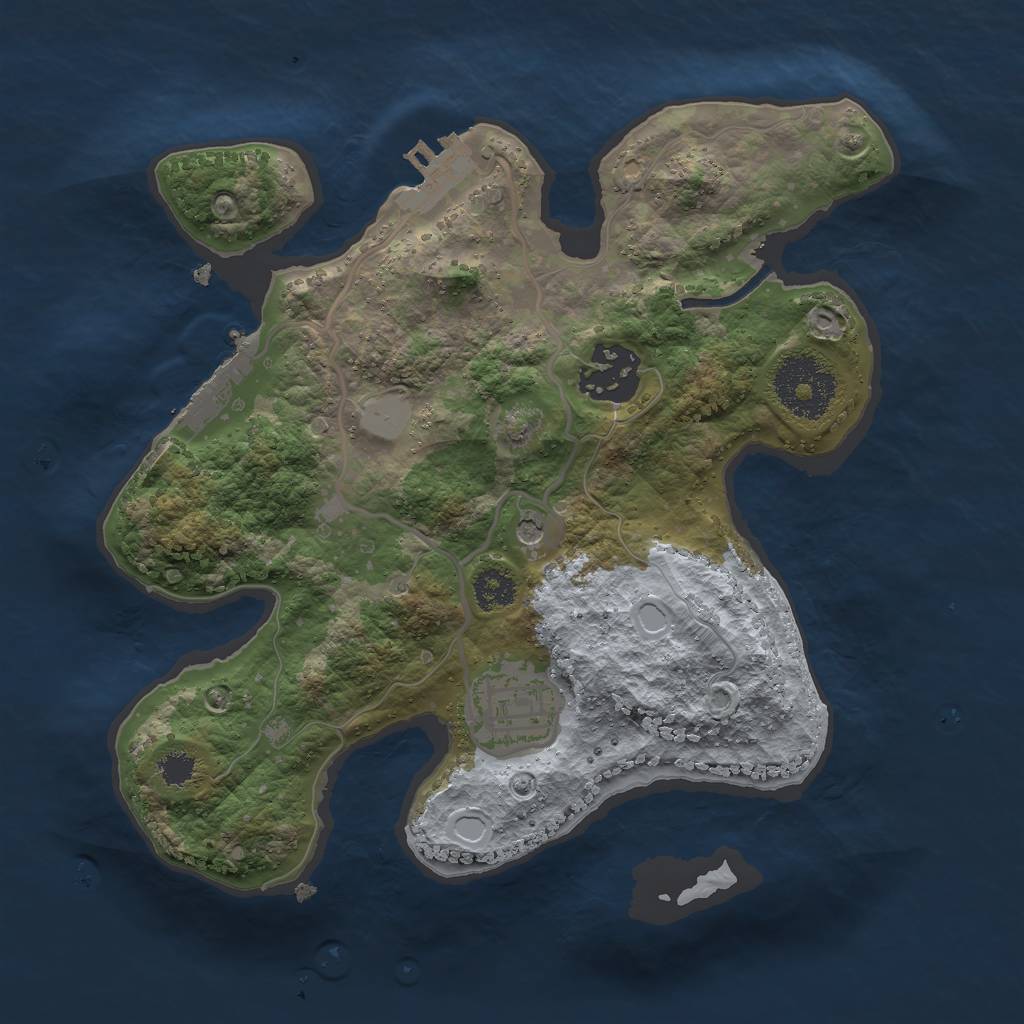 Rust Map: Procedural Map, Size: 2500, Seed: 44880944, 8 Monuments