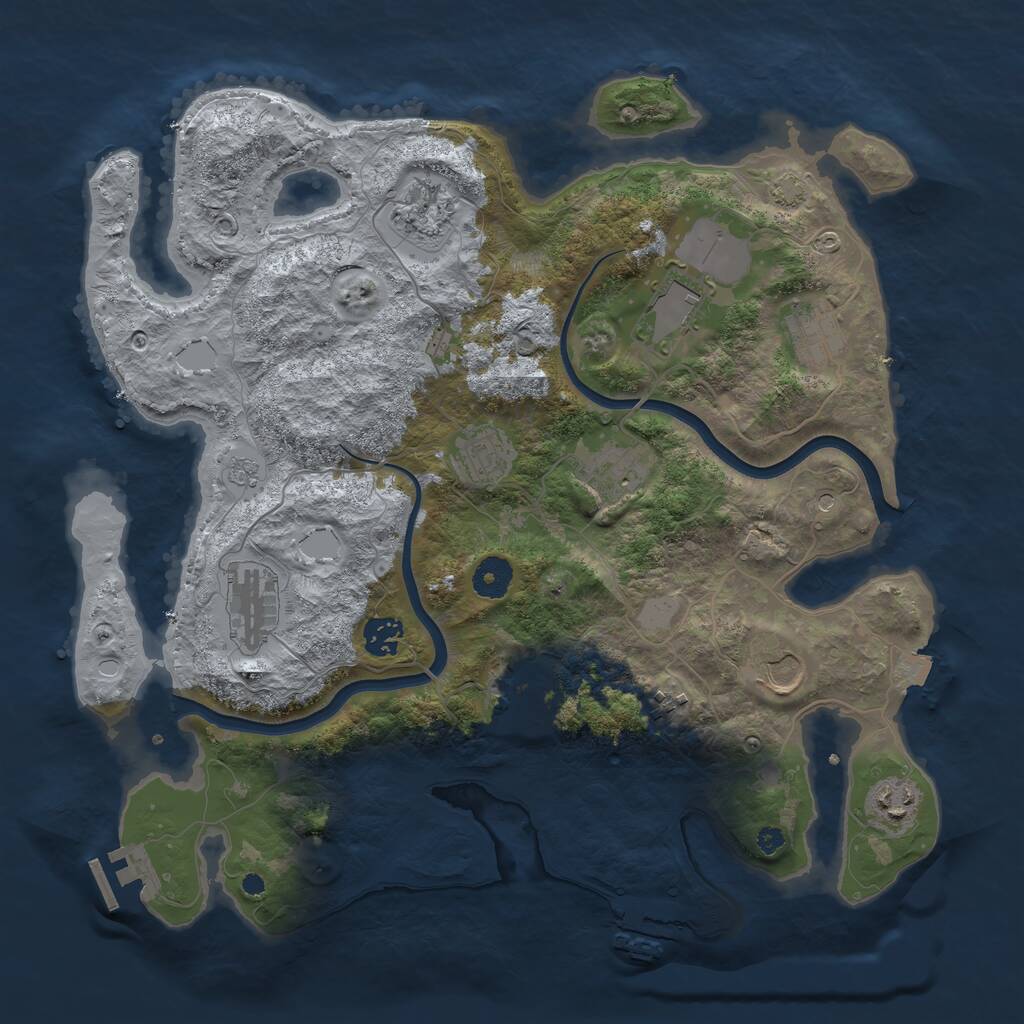 Rust Map: Procedural Map, Size: 3800, Seed: 725271343, 17 Monuments