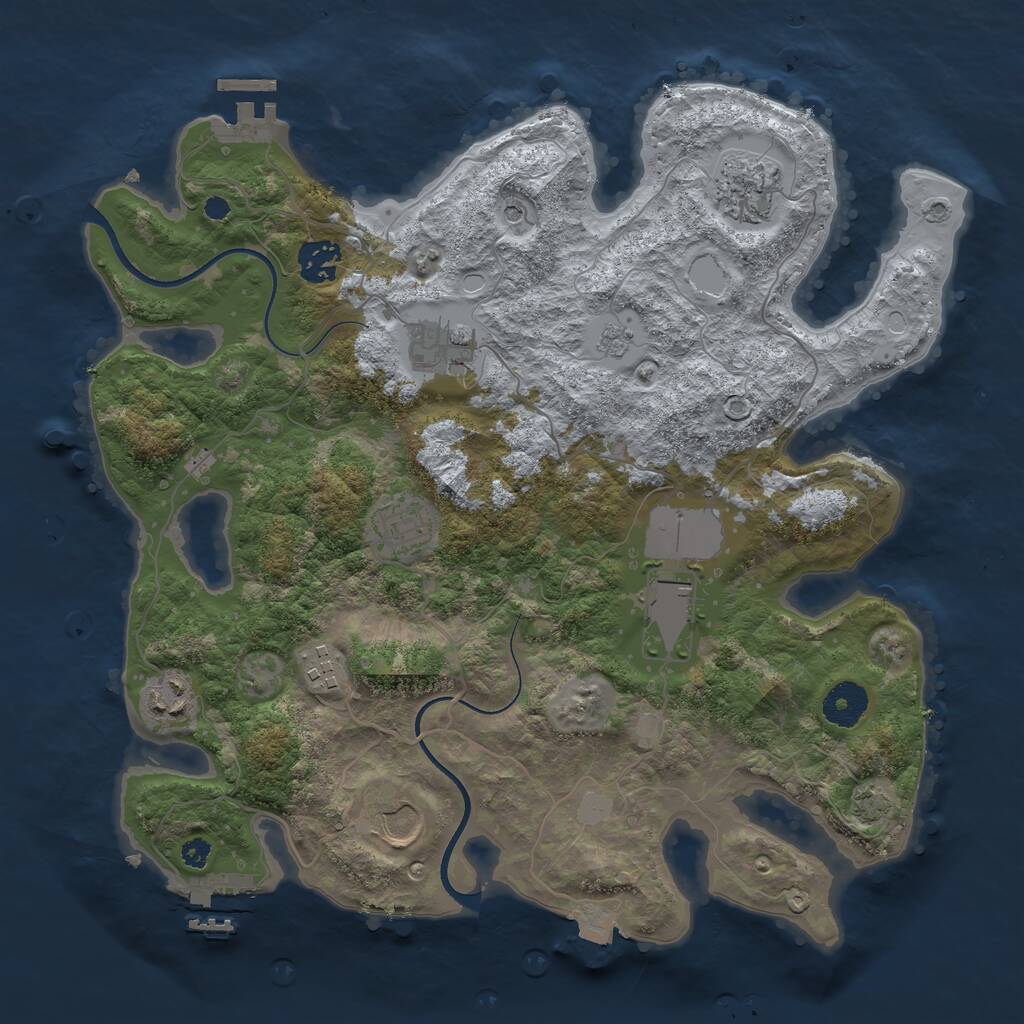 Rust Map: Procedural Map, Size: 3500, Seed: 1675358958, 14 Monuments