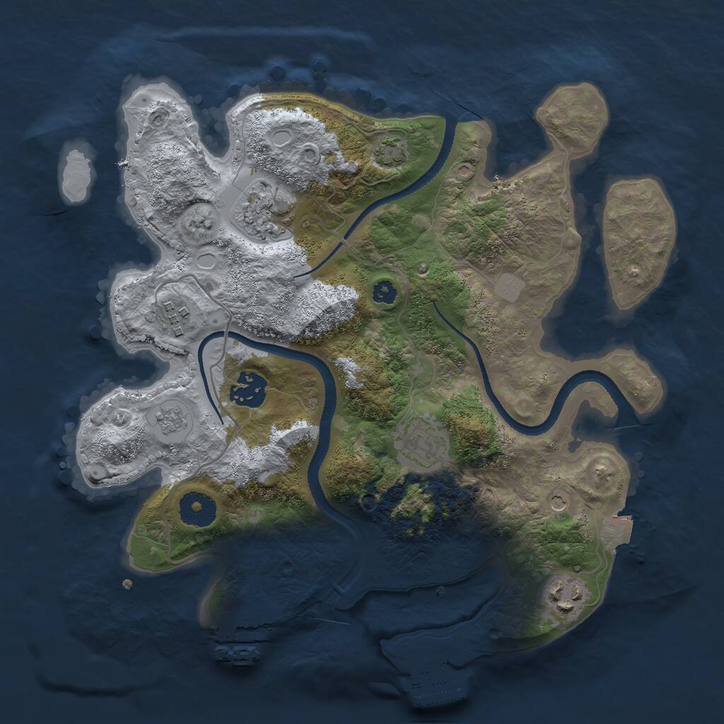 Rust Map: Procedural Map, Size: 3000, Seed: 2087565476, 11 Monuments