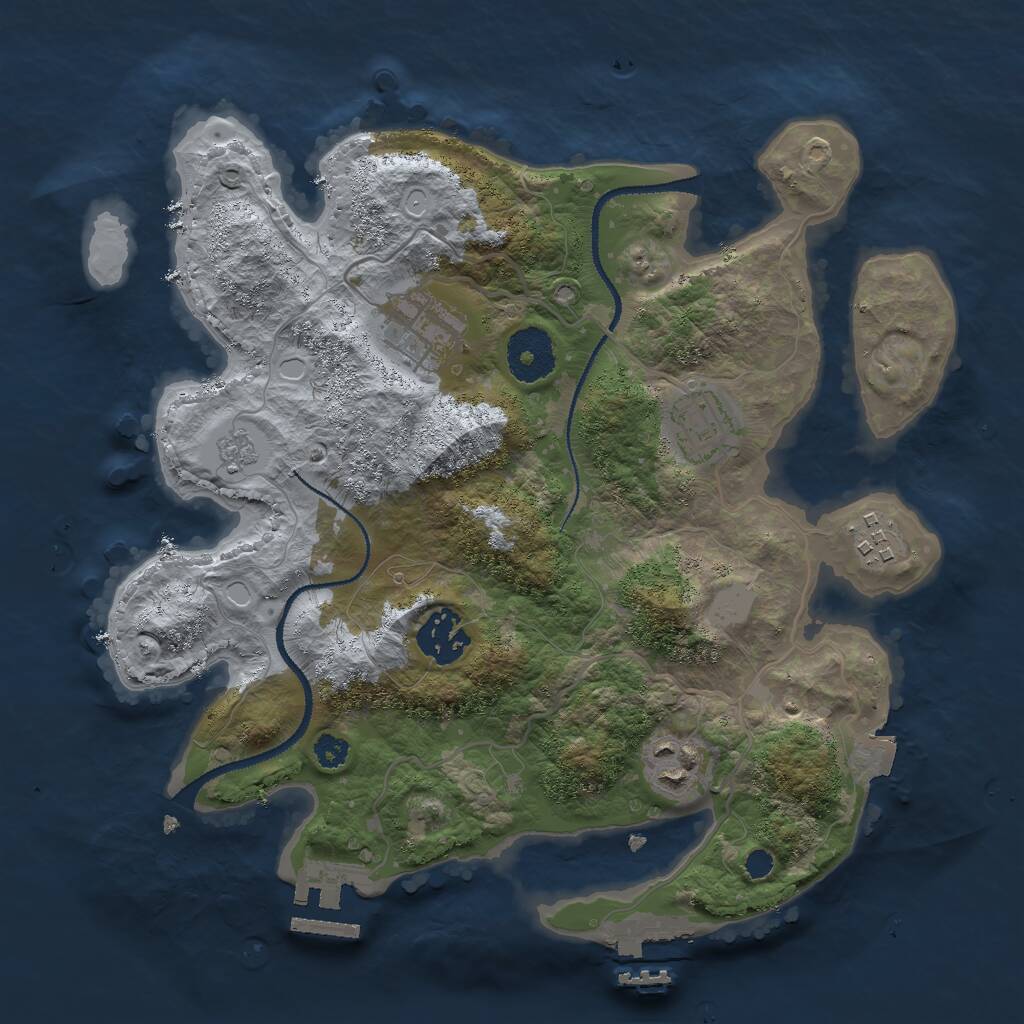 Rust Map: Procedural Map, Size: 3000, Seed: 2087565476, 9 Monuments