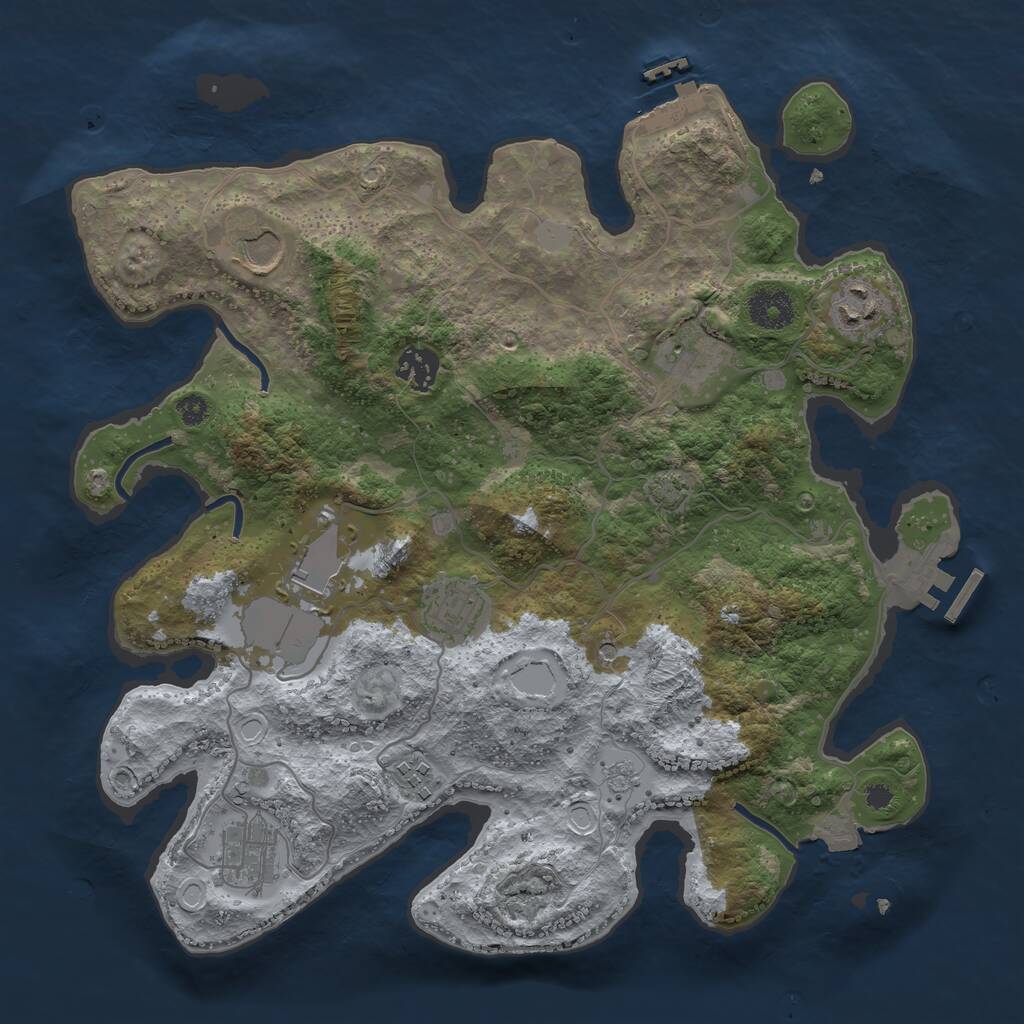Rust Map: Procedural Map, Size: 3500, Seed: 3875475, 14 Monuments