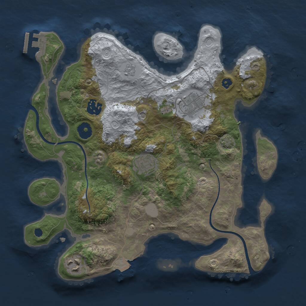 Rust Map: Procedural Map, Size: 3000, Seed: 688351643, 9 Monuments