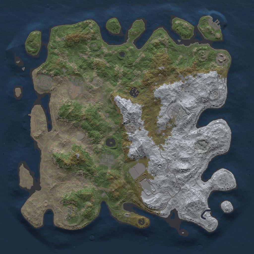 Rust Map: Procedural Map, Size: 4000, Seed: 1918592229, 16 Monuments