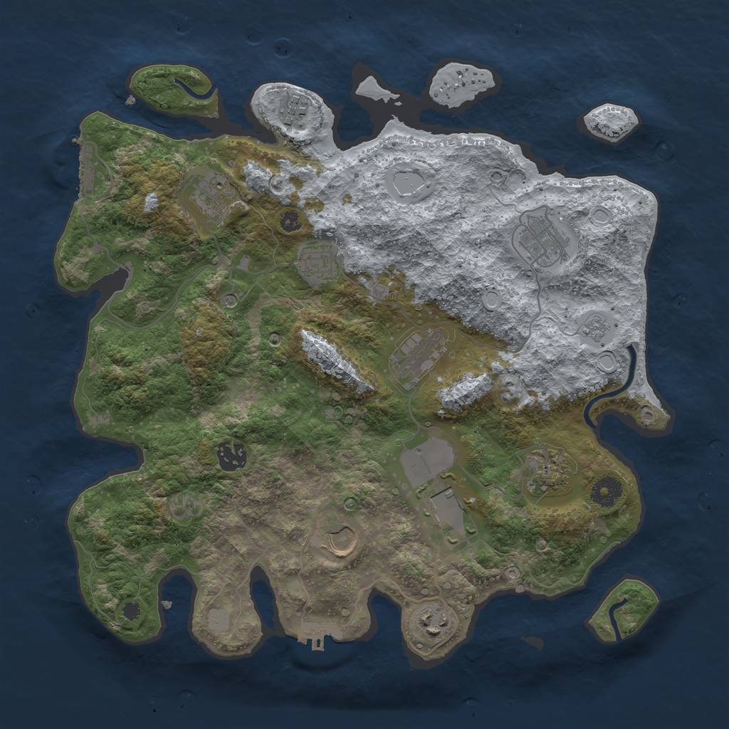 Rust Map: Procedural Map, Size: 3600, Seed: 573238, 17 Monuments