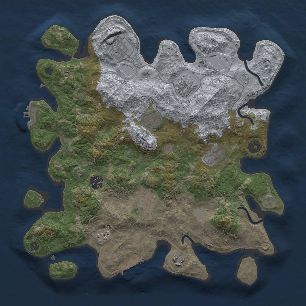 Rust Map: Procedural Map, Size: 3493, Seed: 696666912, 15 Monuments