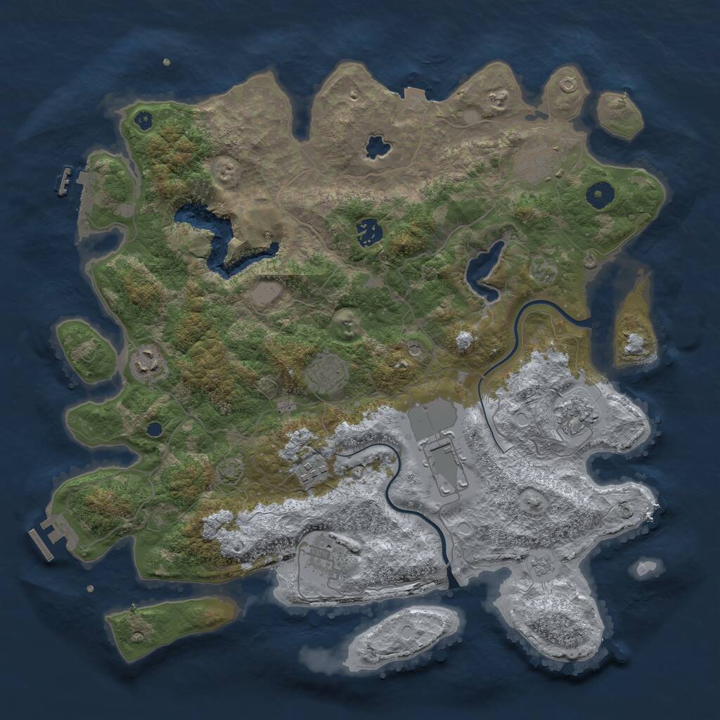 Rust Map: Procedural Map, Size: 4000, Seed: 108070605, 14 Monuments