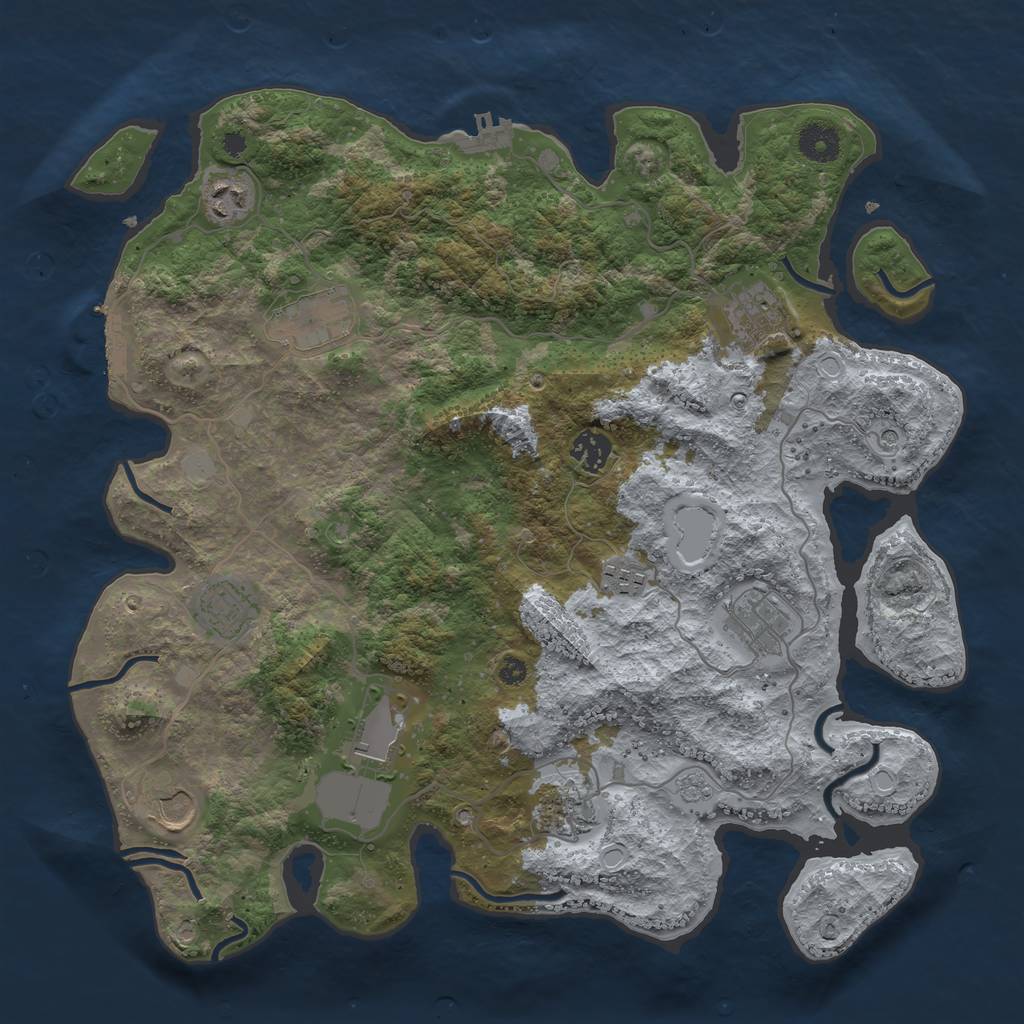 Rust Map: Procedural Map, Size: 3800, Seed: 731330396, 17 Monuments
