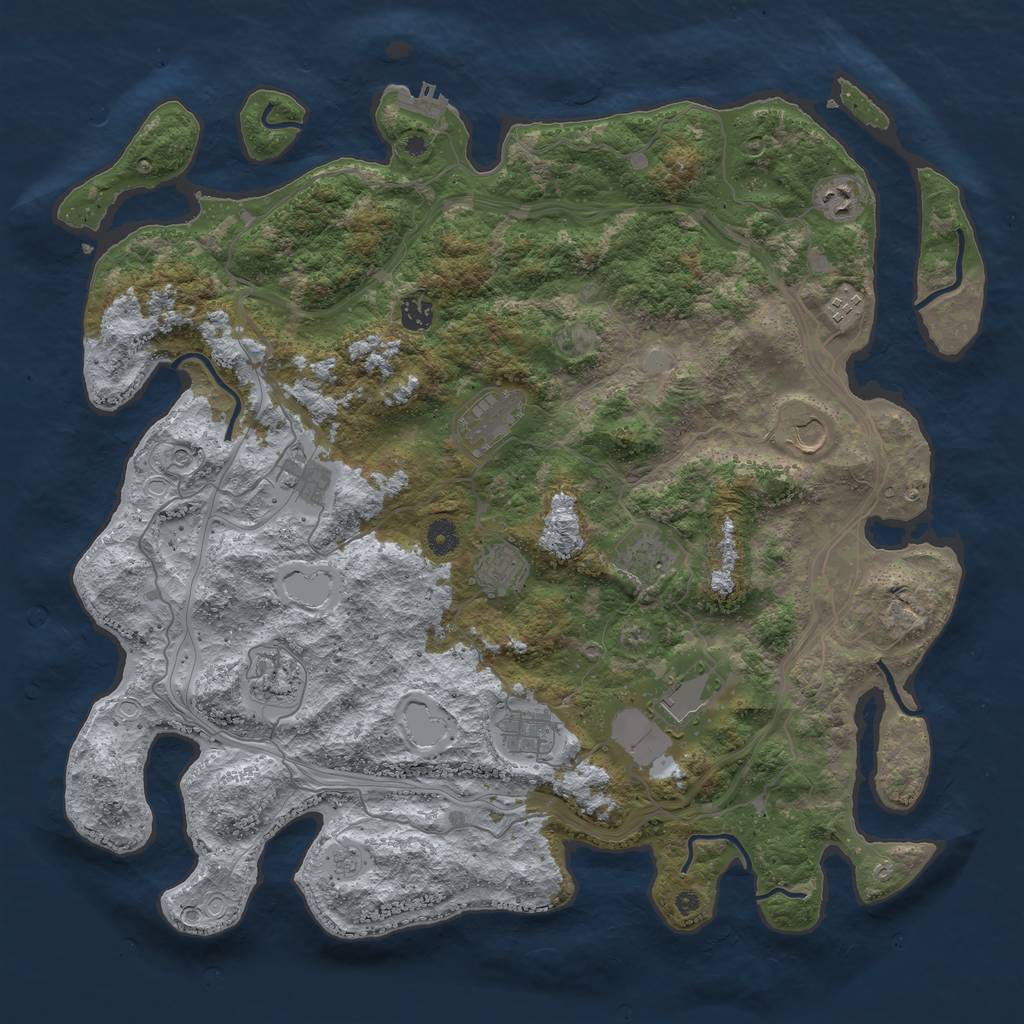 Rust Map: Procedural Map, Size: 4500, Seed: 900233465, 17 Monuments