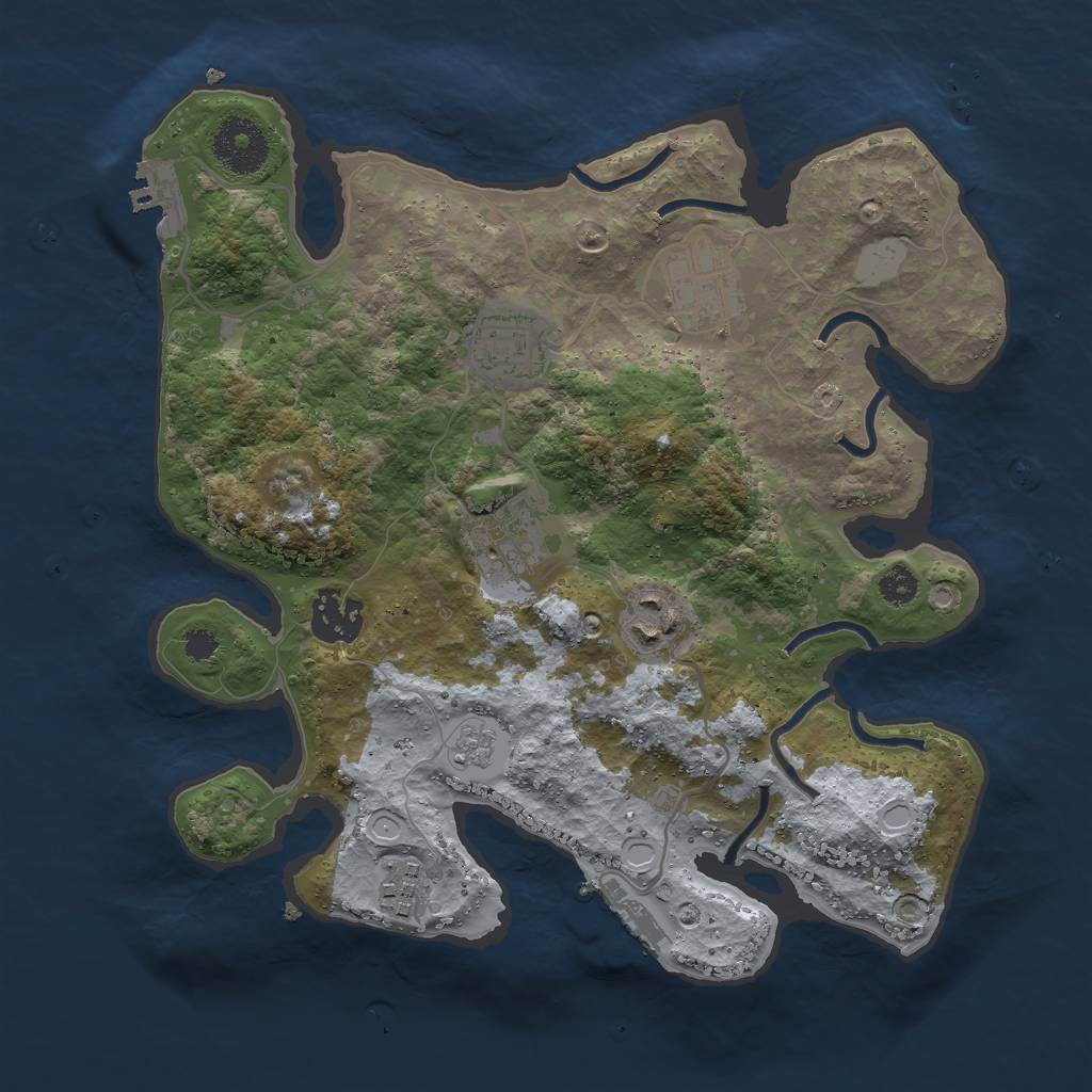 Rust Map: Procedural Map, Size: 3000, Seed: 48935, 12 Monuments