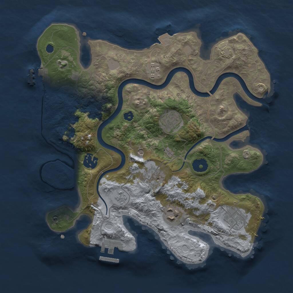 Rust Map: Procedural Map, Size: 3000, Seed: 48935, 12 Monuments