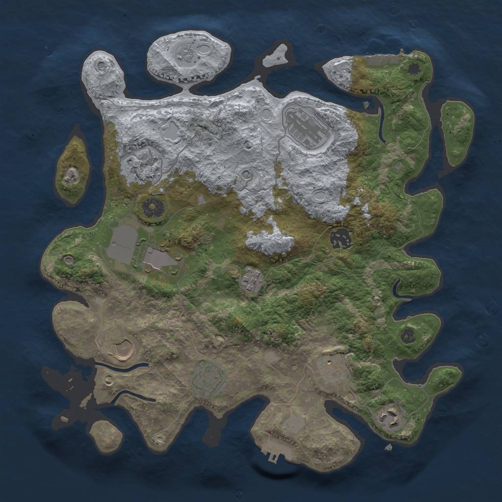 Rust Map: Procedural Map, Size: 3500, Seed: 990431465, 16 Monuments