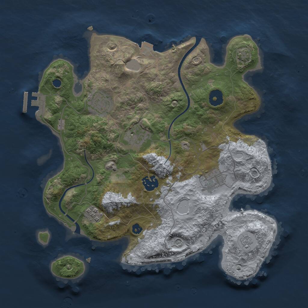Rust Map: Procedural Map, Size: 3000, Seed: 780799321, 10 Monuments