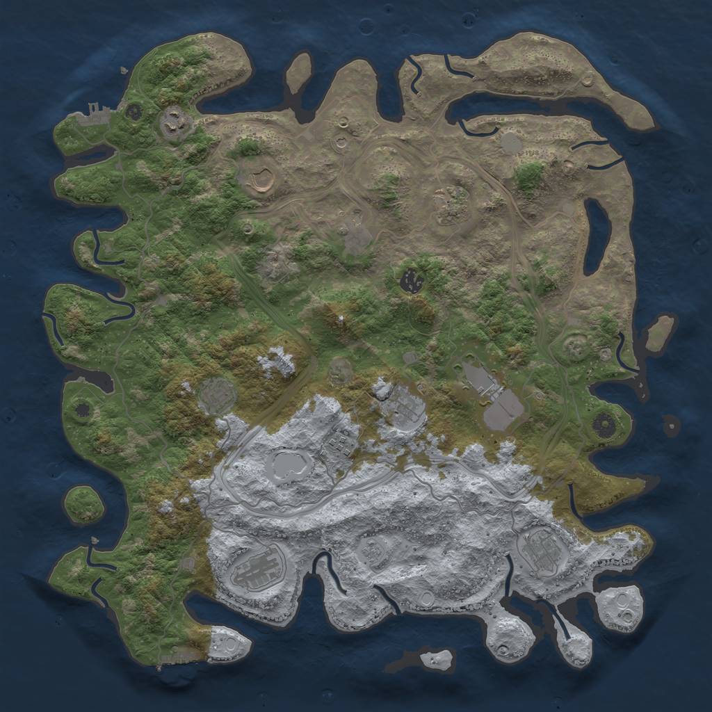 Rust Map: Procedural Map, Size: 4500, Seed: 1694496398, 18 Monuments