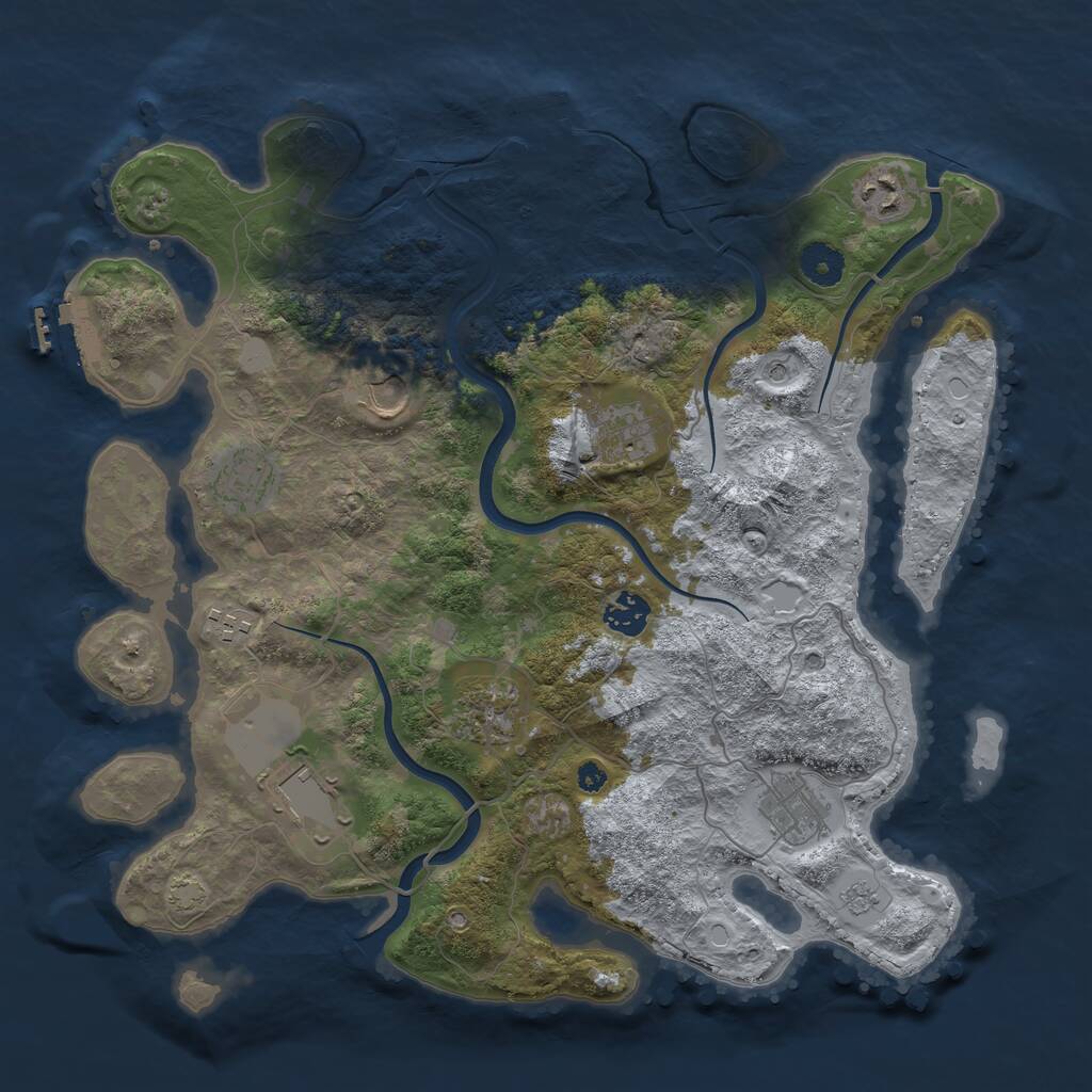 Rust Map: Procedural Map, Size: 3750, Seed: 1796239912, 15 Monuments