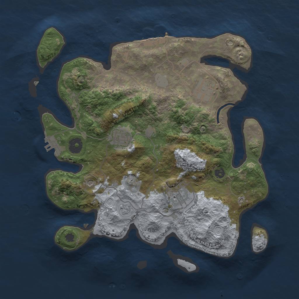 Rust Map: Procedural Map, Size: 3000, Seed: 44558636, 10 Monuments