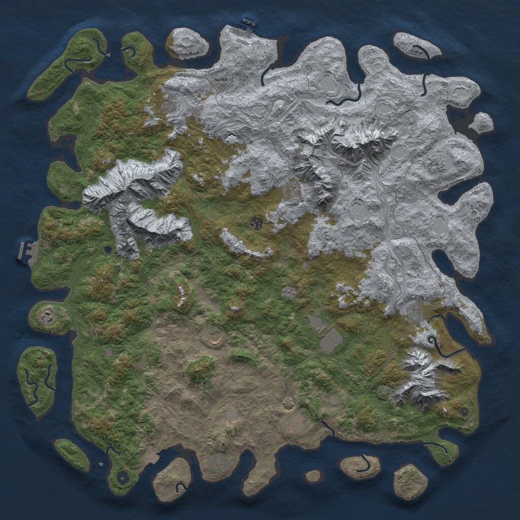Rust Map: Procedural Map, Size: 6000, Seed: 91092, 17 Monuments