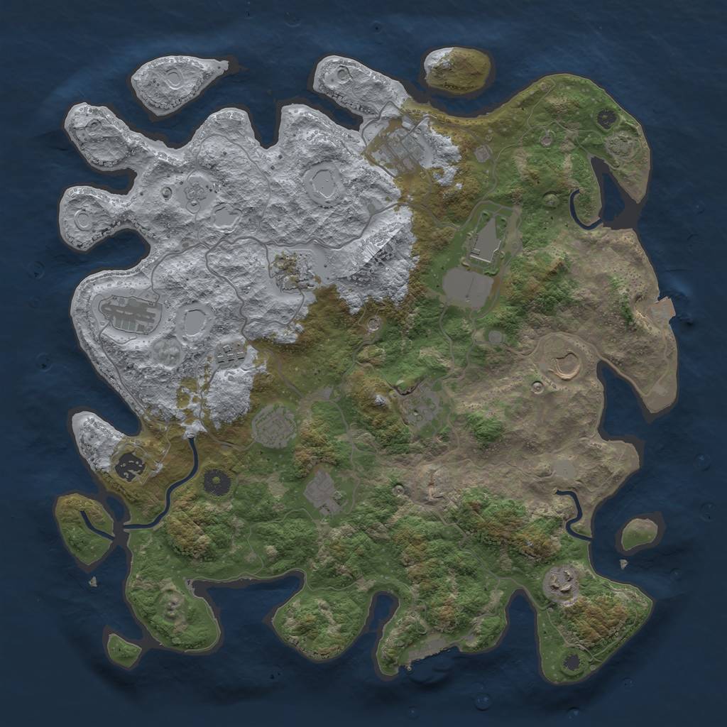 Rust Map: Procedural Map, Size: 4000, Seed: 676225, 18 Monuments