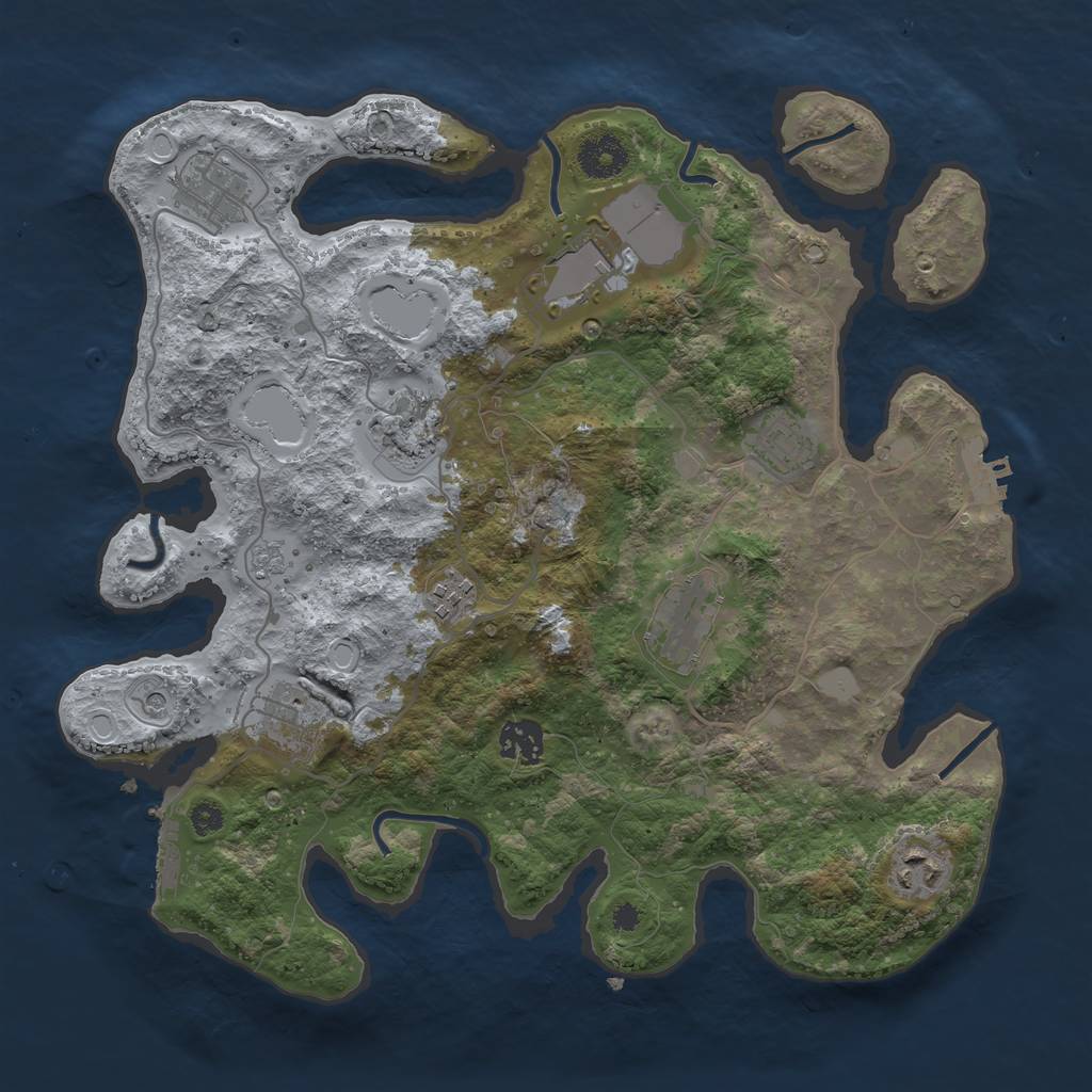 Rust Map: Procedural Map, Size: 3500, Seed: 123221, 16 Monuments