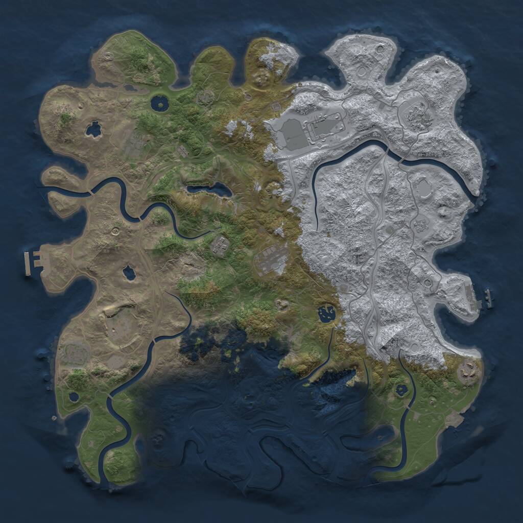 Rust Map: Procedural Map, Size: 4500, Seed: 1117389291, 15 Monuments