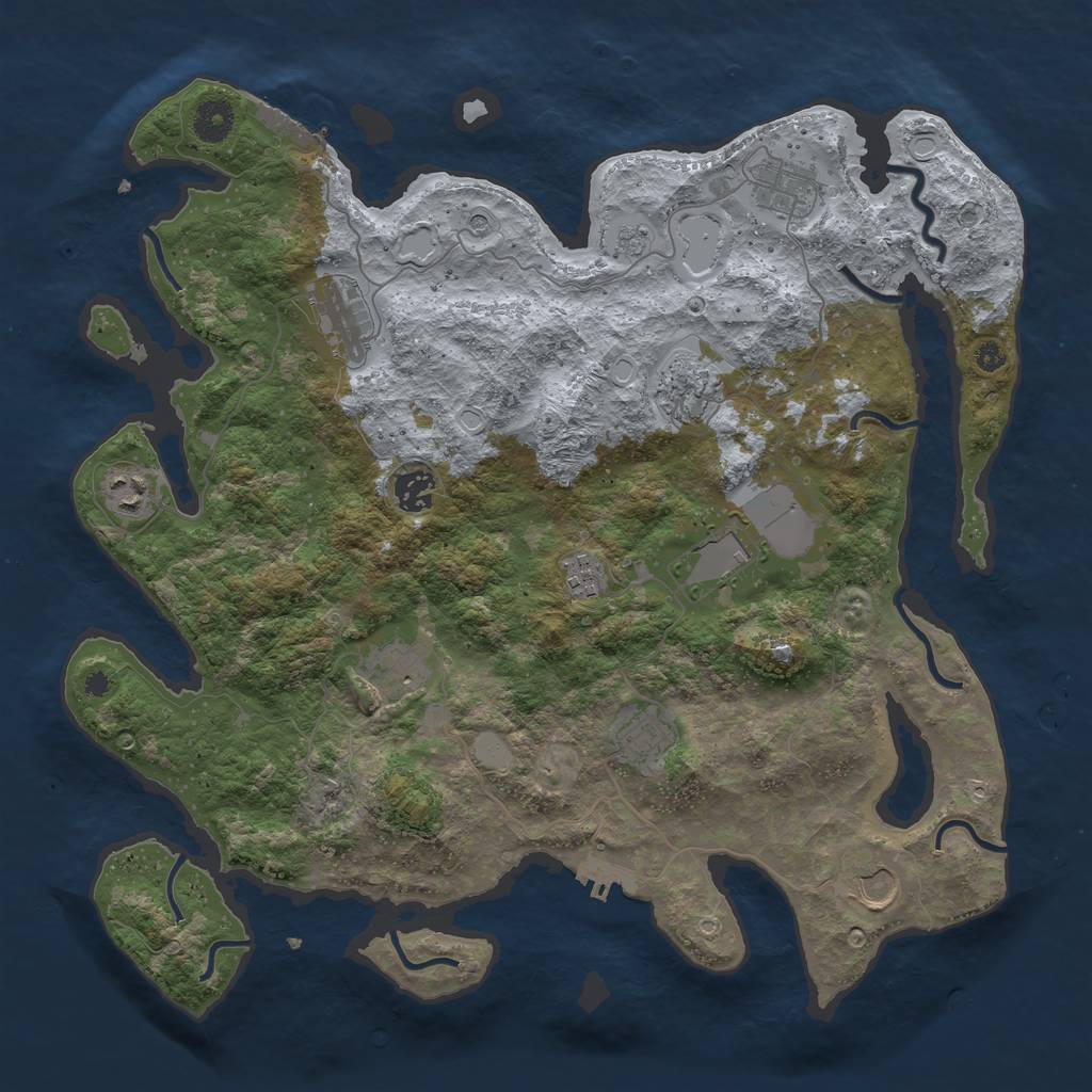 Rust Map: Procedural Map, Size: 3900, Seed: 922237626, 17 Monuments