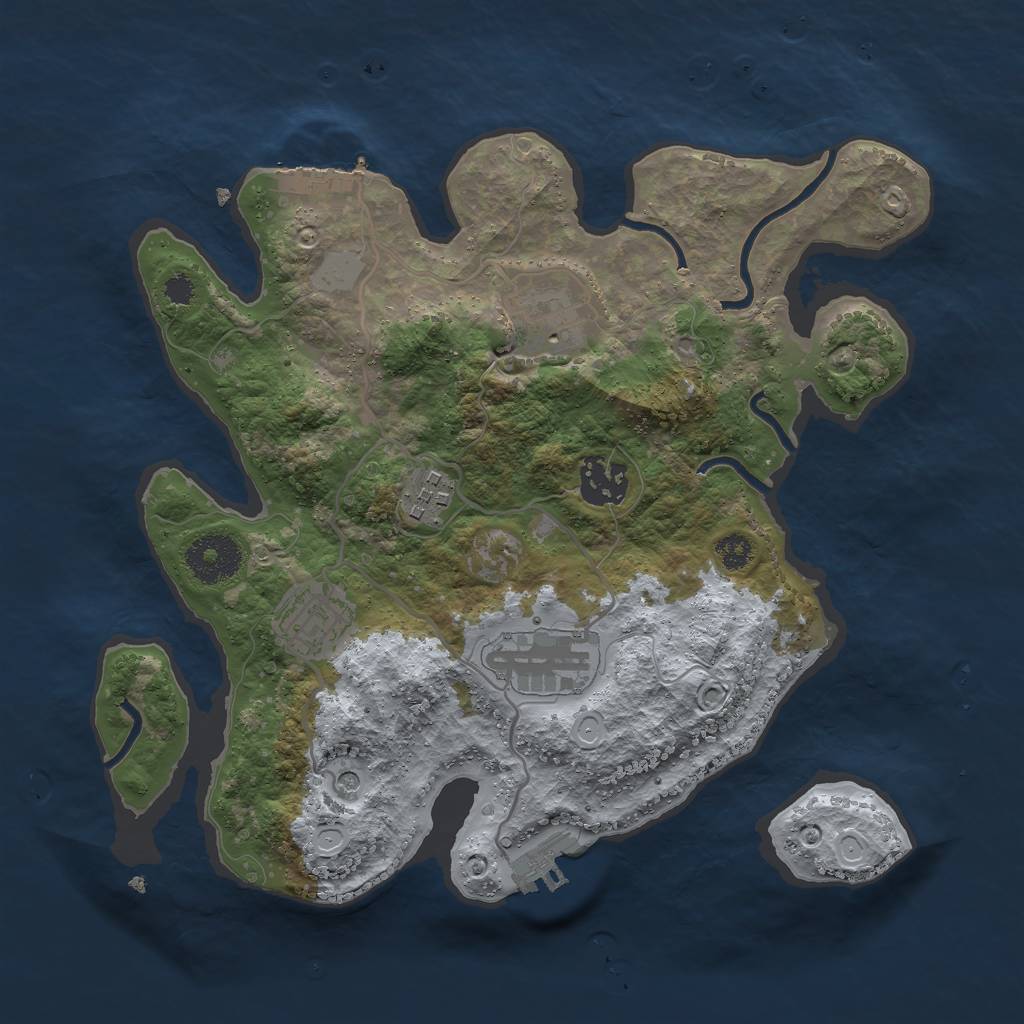 Rust Map: Procedural Map, Size: 3000, Seed: 1778027682, 11 Monuments