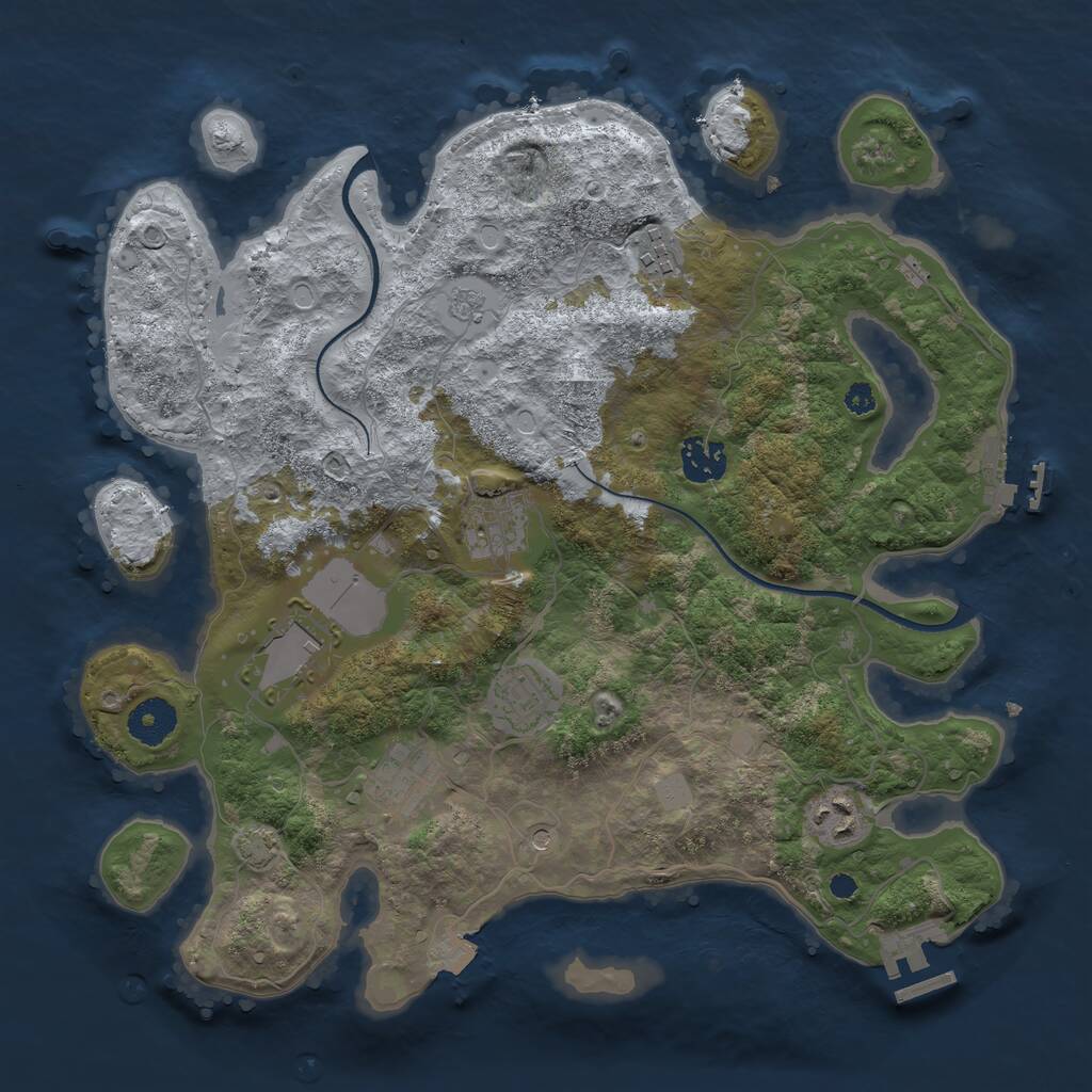 Rust Map: Procedural Map, Size: 3500, Seed: 1311184, 13 Monuments