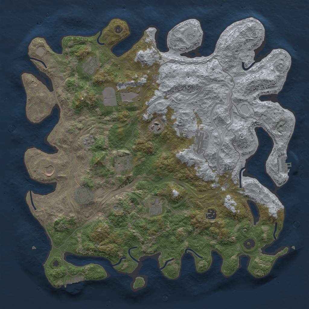 Rust Map: Procedural Map, Size: 4250, Seed: 1690516252, 17 Monuments