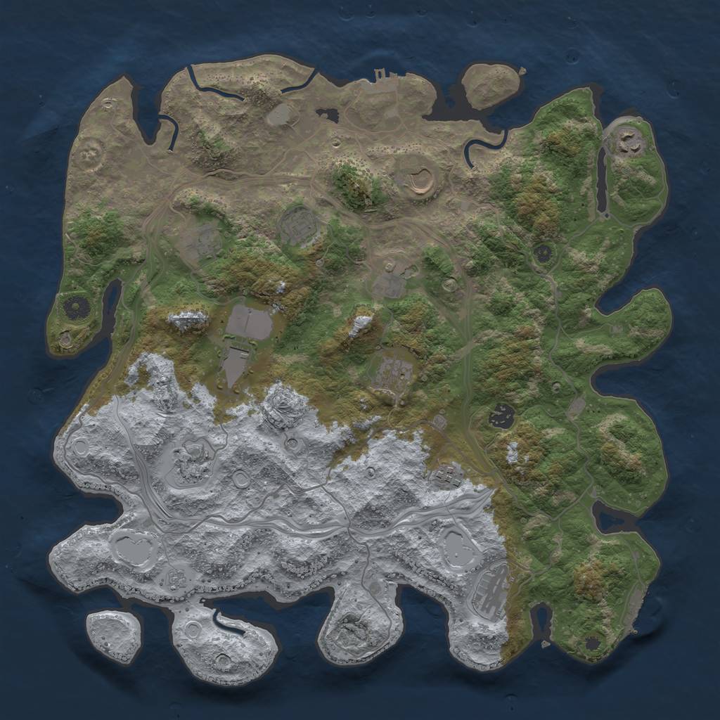 Rust Map: Procedural Map, Size: 4250, Seed: 807933590, 18 Monuments