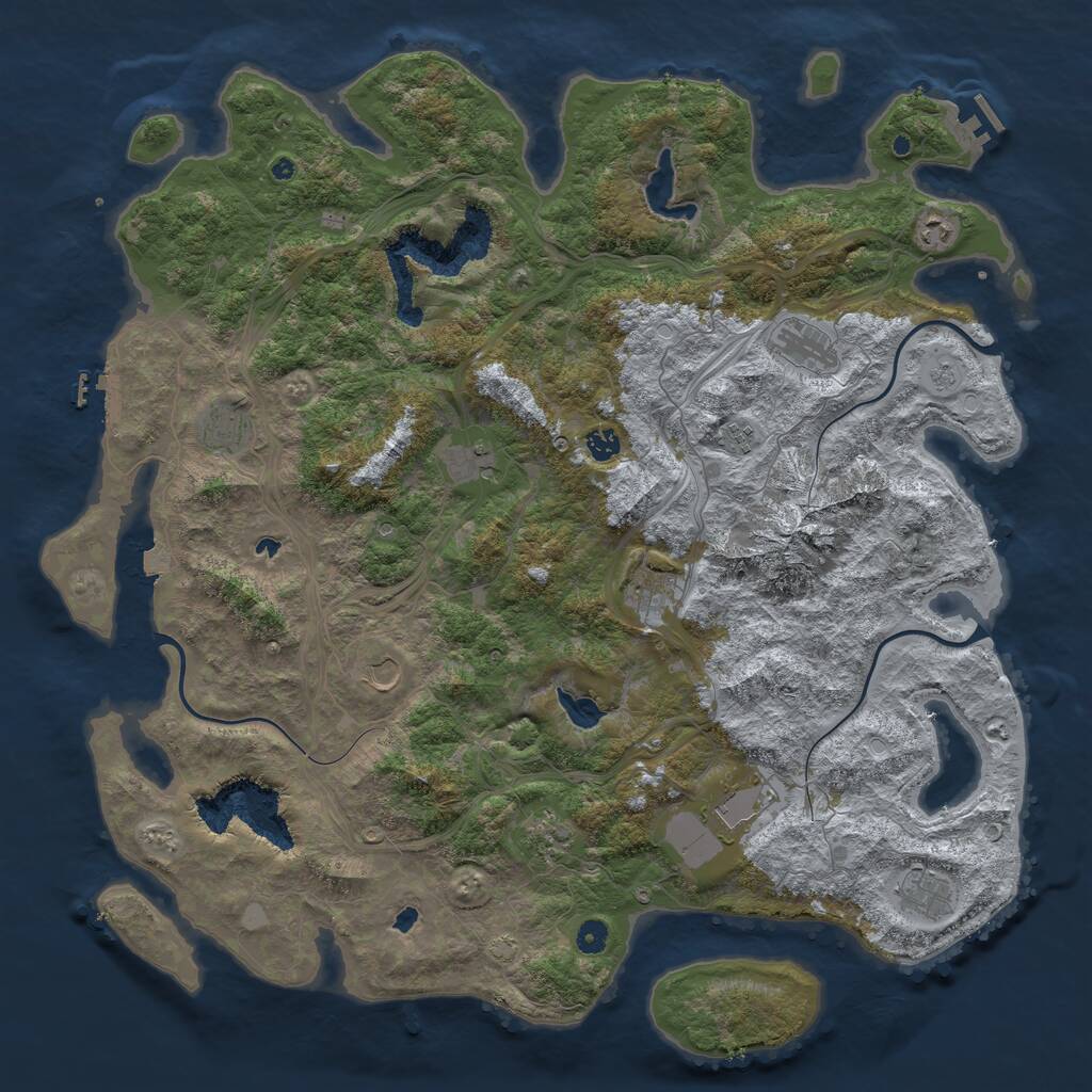 Rust Map: Procedural Map, Size: 5000, Seed: 3042023, 17 Monuments