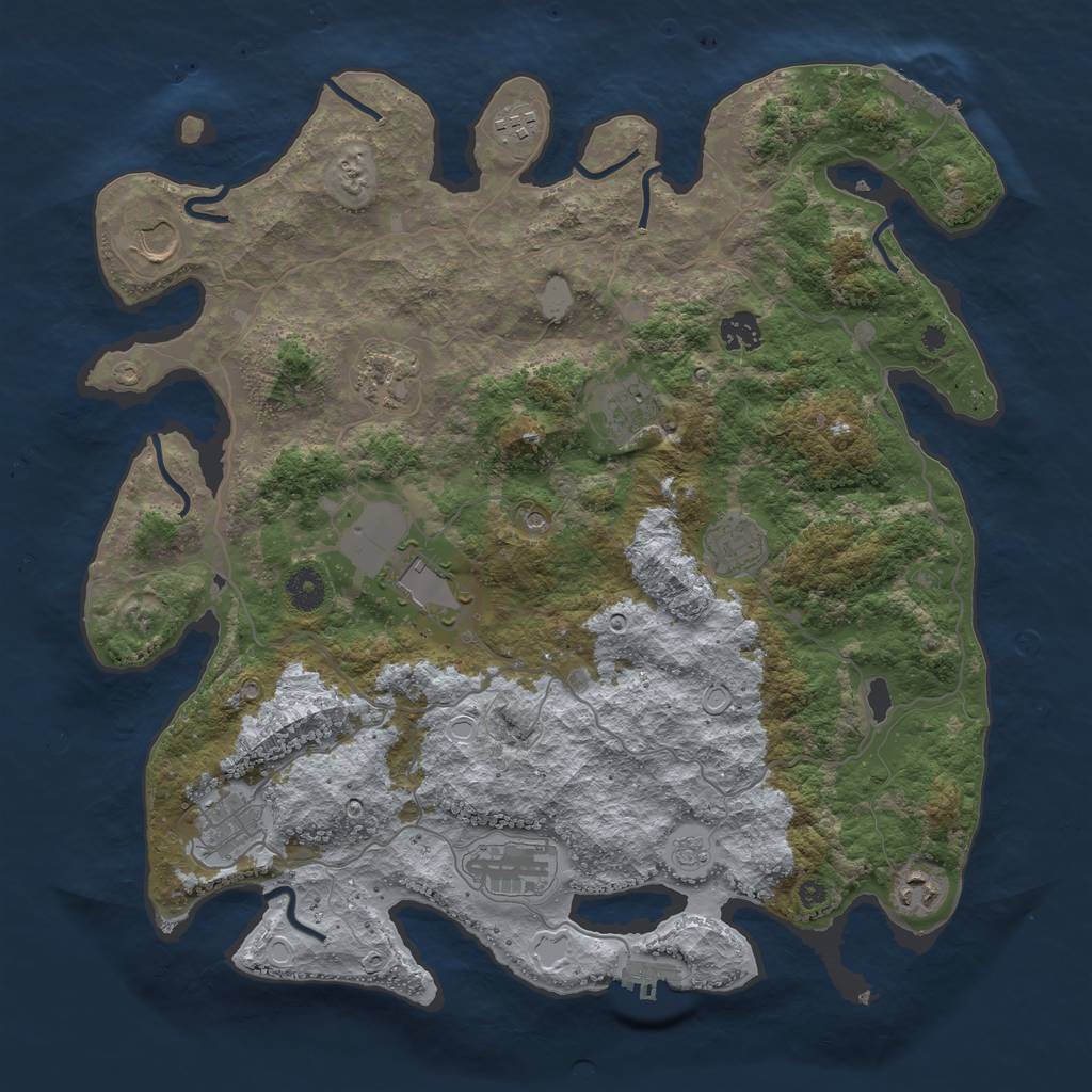 Rust Map: Procedural Map, Size: 4000, Seed: 816327265, 17 Monuments