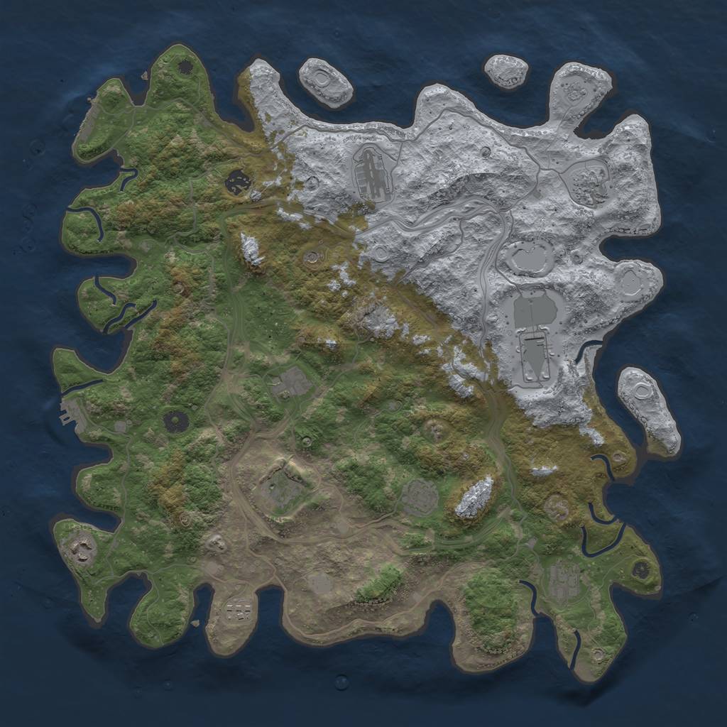 Rust Map: Procedural Map, Size: 4500, Seed: 617752831, 17 Monuments