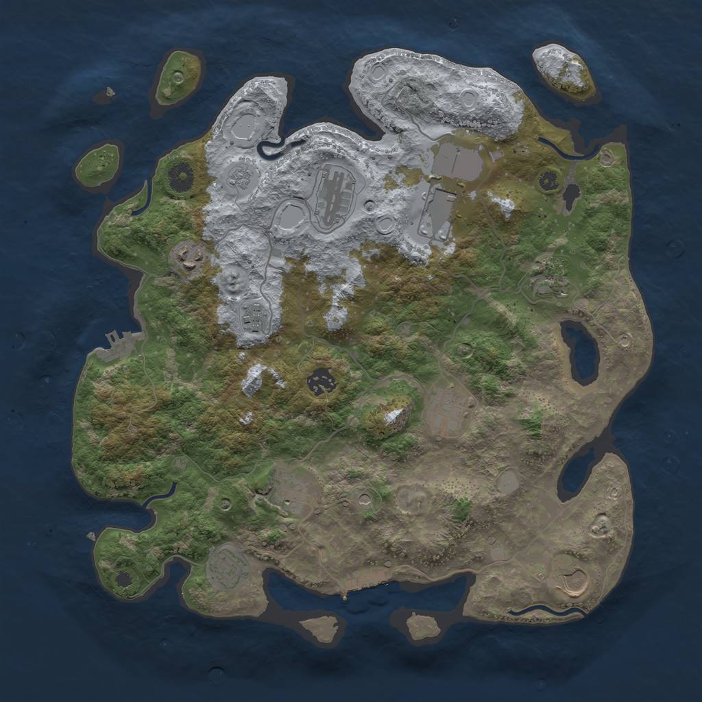 Rust Map: Procedural Map, Size: 3800, Seed: 751481275, 17 Monuments